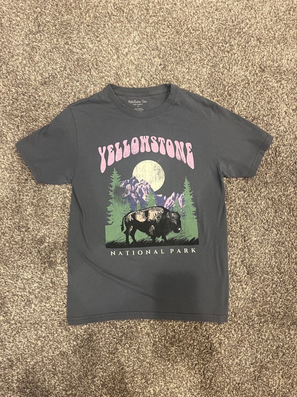 2 for $15 Yellowstone Graphic Tee- Charcoal with Pink & Green